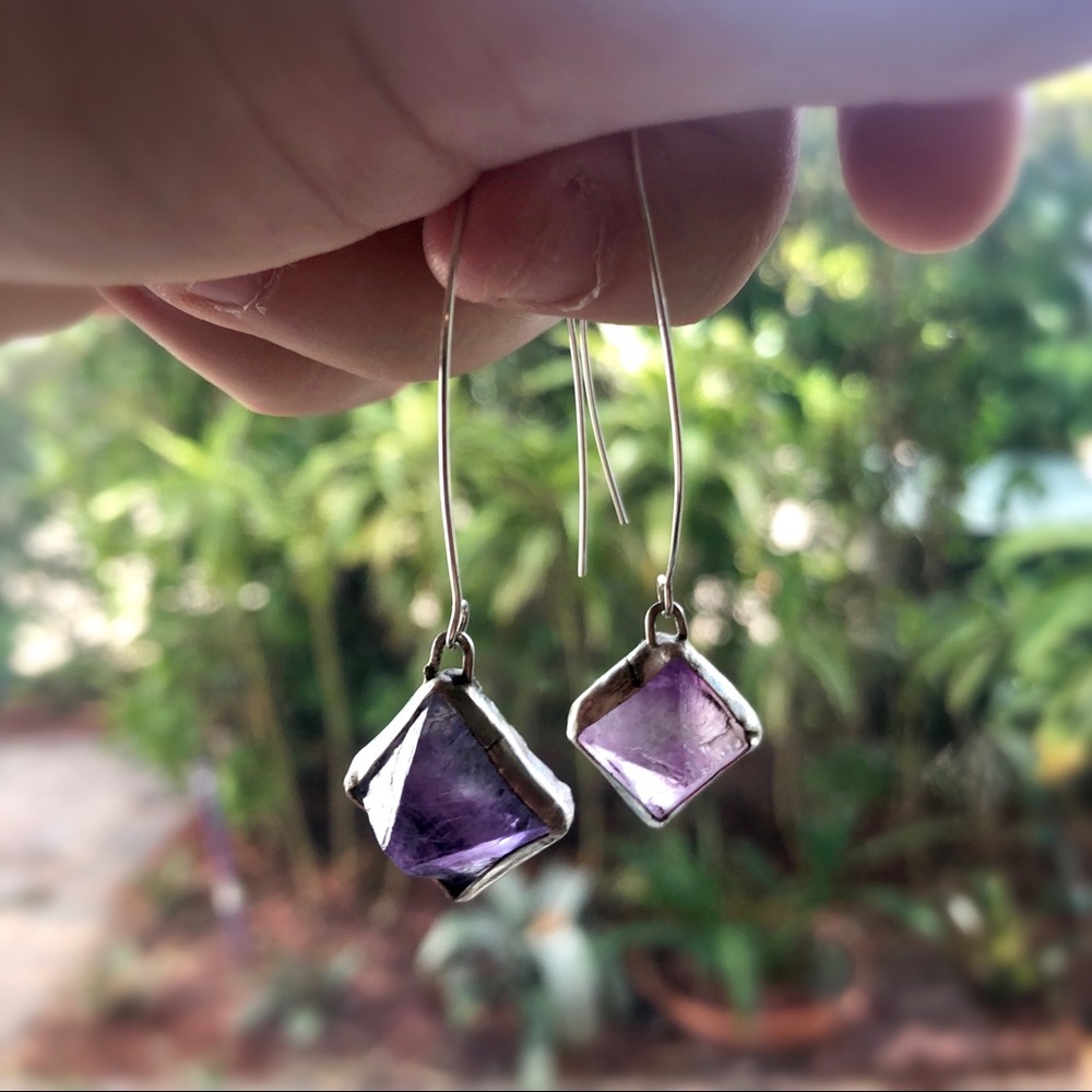 Rainbow Fluorite Sterling Silver Threader Earrings - image 2